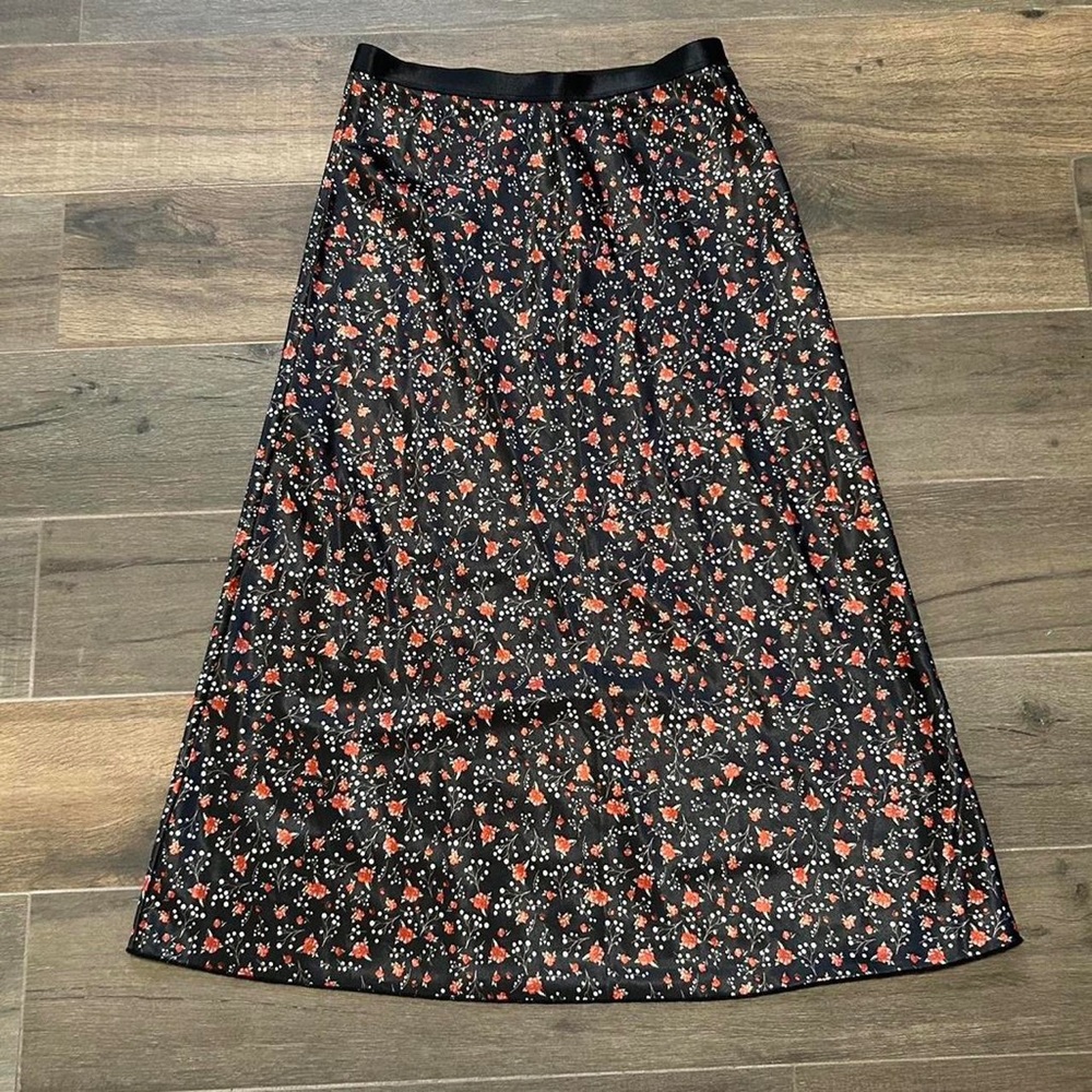 black satin floral knit riot skirt